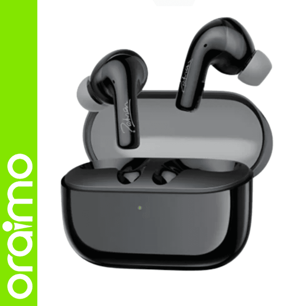 oraimo SpaceBuds Z سماعات أذن لاسلكية بخاصية إلغاء الضوضاء والصوت المحيطي (ANC) ووقت تشغيل 38 ساعة وصوت مكاني ساوند 360 – أسود