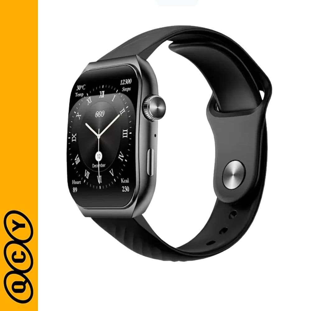 QCY Smart Watch GS2 – ساعة ذكية بشاشة AMOLED 1.96 بوصة، 100+ وضع رياضي، بلوتوث مكالمات (ضمان رسمي لمدة سنة)